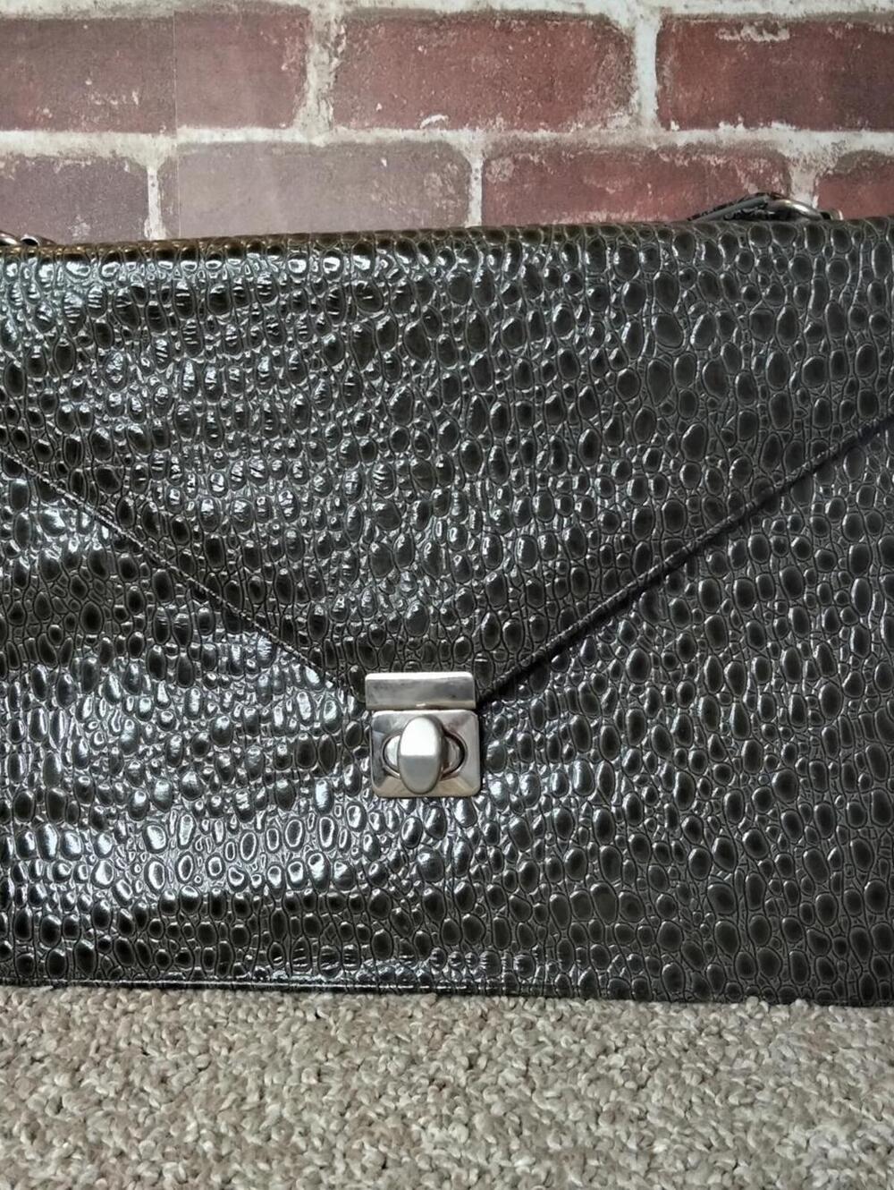 Vintage Frenchy of California Embossed Shoulder Bag Green Reptile Made In USA